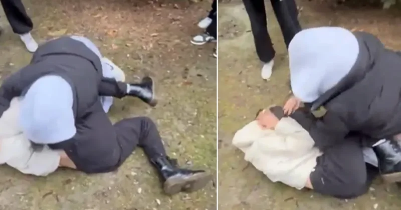 Liseli kızların parktaki kavgası kamerada! Yerden kalkamayan arkadaşlarını dakikalarca darbettiler