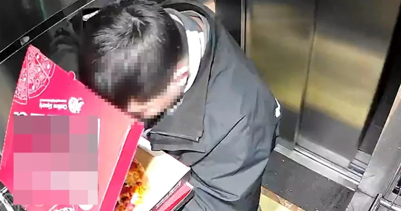 Pizzayı yedi, asansöre tuvaletini yaptı! Son dakika haberleri