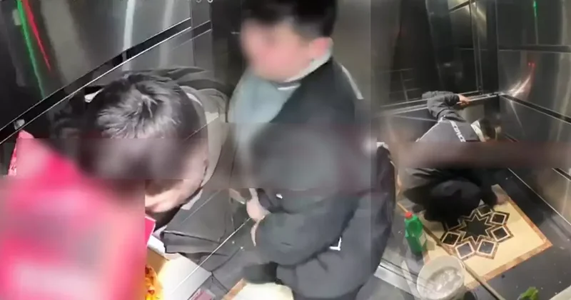 Pizza siparişinde kurye skandalı! Asansördeki görüntüler mide bulandırdı