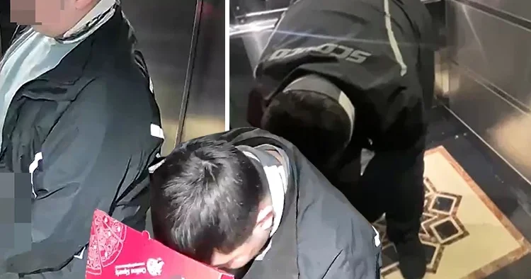 Sosyal medya bu kuryeyi konuşuyor İğrenç olay kameraya yansımıştı: Yakalandıktan sonra asansörü temizlettiler