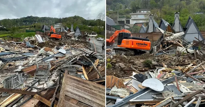 Cinayetin işlendiği tesisteki bungalovlar ölen kişinin ailesi tarafından yıktırıldı
