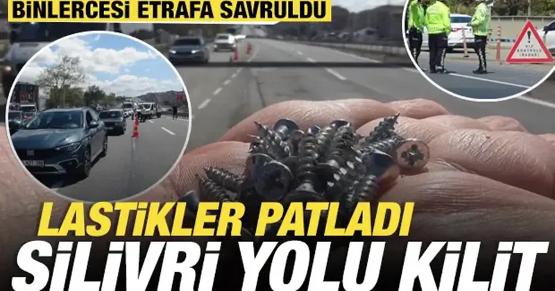Silivri de vida kabusu: Etrafa saçılan vidalar lastikleri patlattı, yol 2 saat kapandı