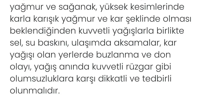 Denizli için kuvvetli yağış uyarısı yapıldı