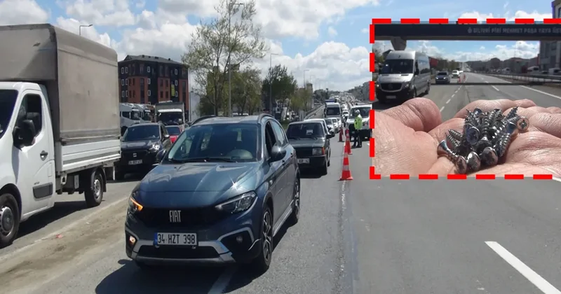 İstanbul da vida kabusu! 4 kilometre boyunca yola saçıldı! Trafik felç oldu