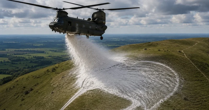 Askeri helikopter tepenin üzerine tonlarca tebeşir bıraktı Sözcü Gazetesi