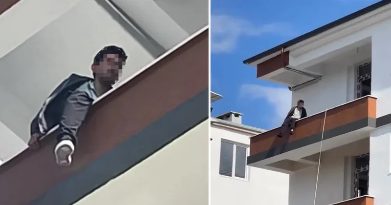 Iğdır da inşaatın 4. katına çıkan şahsı polis ekipleri ikna etti