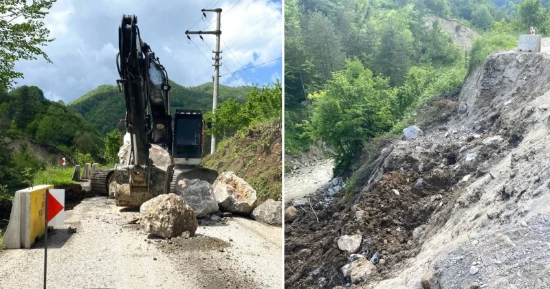 Şiddetli yağış heyelana neden oldu: Ekipler bölgede Gündem Haberleri