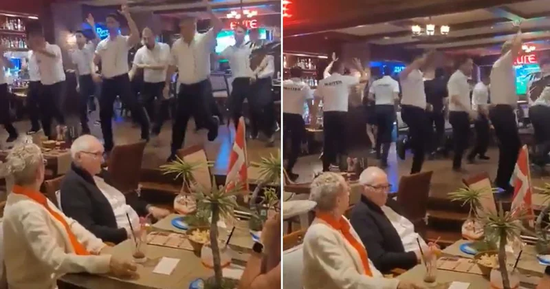 Alanya’da bir restoranda sergilenen performans turistleri şaşkına çevirdi