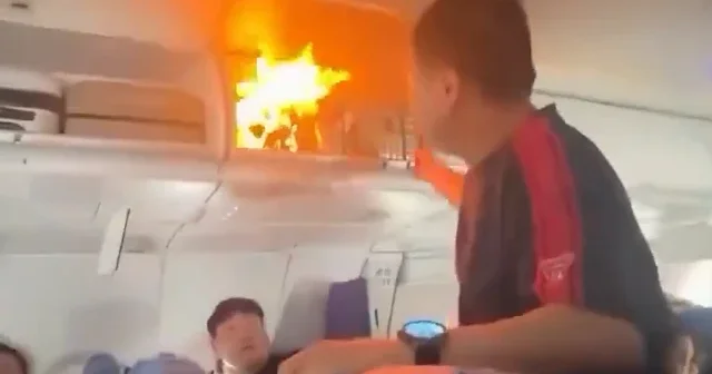 Gökyüzünde panik anları: Powerbank uçuşu kabusa çevirdi VİDEO İZLE