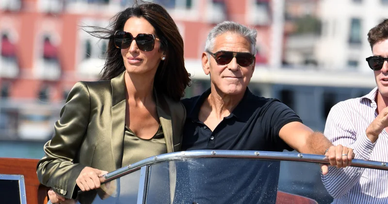 George ve Amal Clooney çifti Venedik Film Festivali için İtalya da