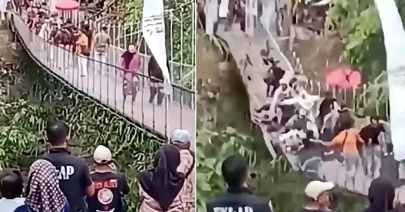 Yapımı yeni tamamlanan köprü çöktü! Onlarca kişi metrelerce yükseklikten düştü