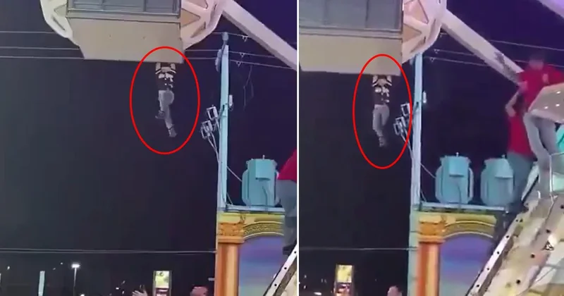 Lunaparkta yürekler ağza geldi! Metrelerce yüksekte asılı kaldı