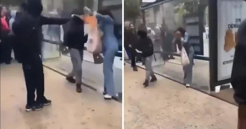 Liselilerin eyleminde sokakların tahrip edilmesine tepki gösteren kadına alevli saldırı