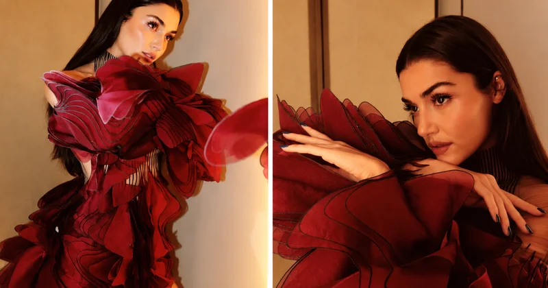 Hande Erçel Paris te tarzıyla dikkat çekti! Kırmızı siyah mini elbisesi olay oldu