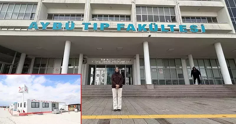 Kızılay’ın prefabrik kütüphanesinden, Kızılay Genel Başkanı Yılmaz ın ders verdiği tıp fakültesine