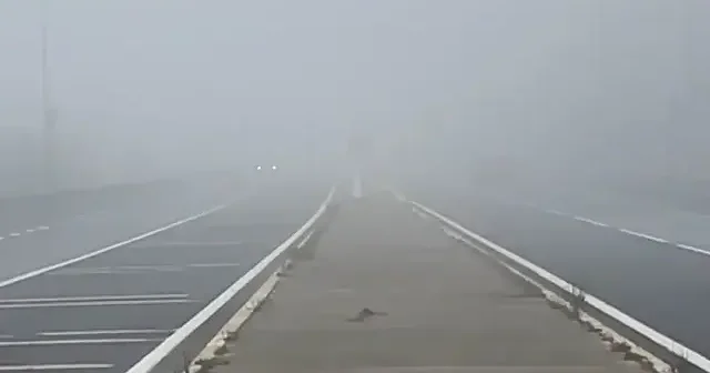 D 100 Bolu Dağı geçişinde yoğun sis: Görüş mesafesi düştü sürücüler zor anlar yaşadı VİDEO İZLE