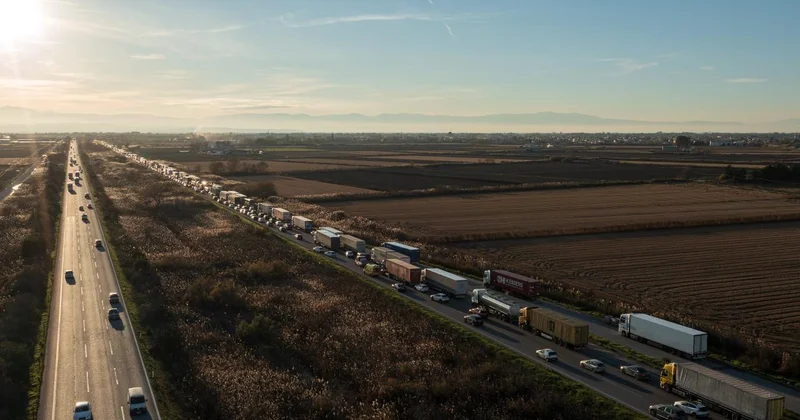 Yunanistan da çiftçiler Atina Selanik yolunu trafiğe kapattı