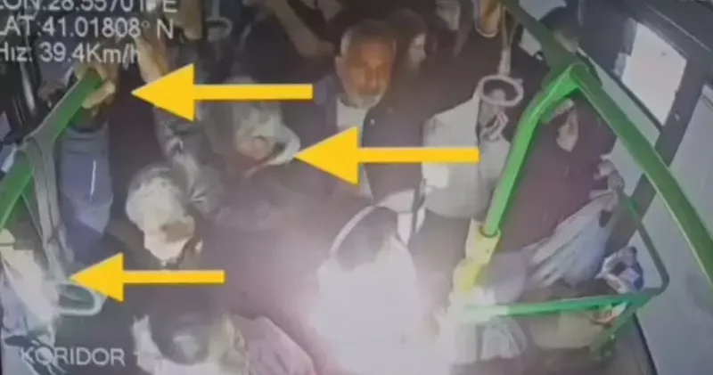 Büyükçekmece de otobüste yankesicilik kamerada