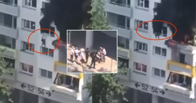 İki kardeş, 9 metre yükseklikten atlayarak yangından kurtuldu