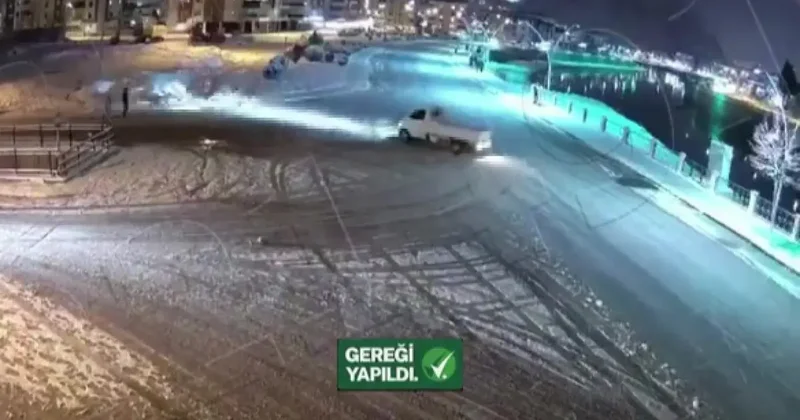 Karda 27 saniye drift yapan kamyonet sürücüsüne ceza yağdı: 58 bin 217 TL ceza, 60 gün trafikten men