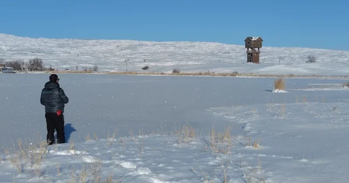 Tödürge Gölü buz tuttu
