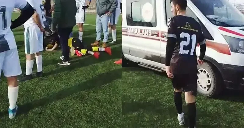 Dili boğazına kaçan kaleci, polisin müdahalesi ile kurtuldu