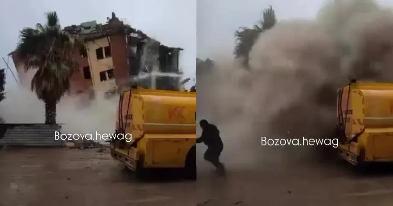 Kontrollü yıkım kontrolden çıktı! Etraf savaş alanına döndü