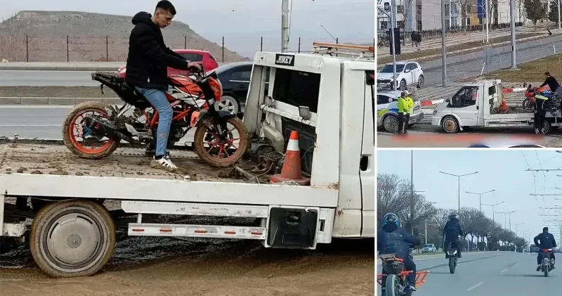 Motosiklet grubunun tehlikeli şovuna dur ihtarı: 90 bin TL idari para cezası uygulandı Malatya Haberleri