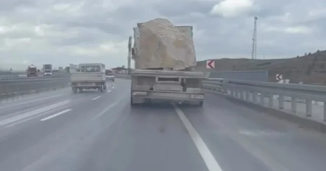Güvenlik önlemleri alınmadan traverten taşıyan kamyona 25 bin lira ceza kesildi Denizli Haberleri
