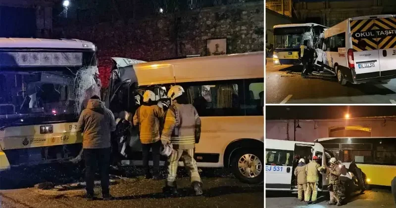 Beşiktaş ta servis minibüsüyle İETT otobüsü kafa kafaya çarpıştı İstanbul Haberleri