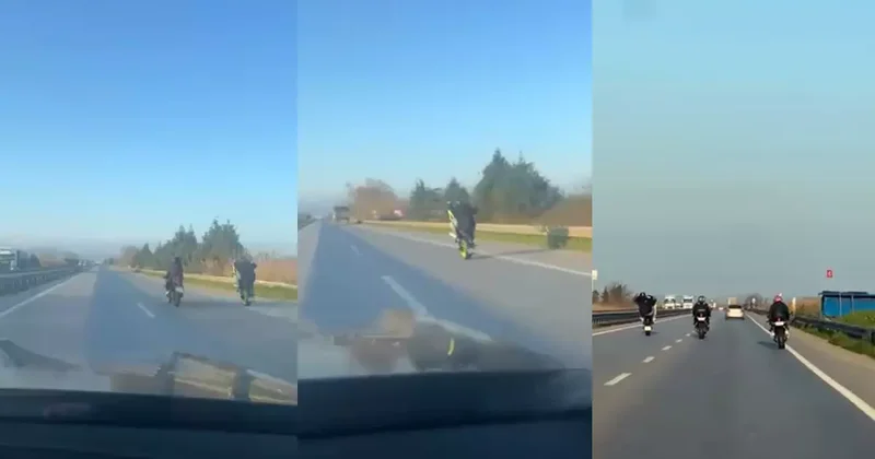 Motosiklet sürücülerinin tehlikeli yolculuğu böyle görüntülendi