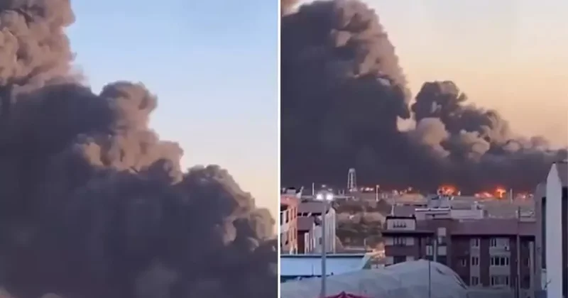 Tahran ın batısında yangın, saldırı sonrası şehir duman altında