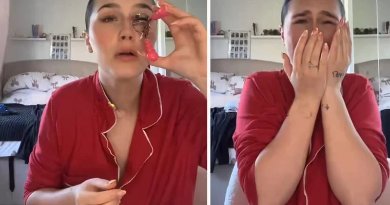 Makyaj videoları çekerken kirpiklerini kaybetti
