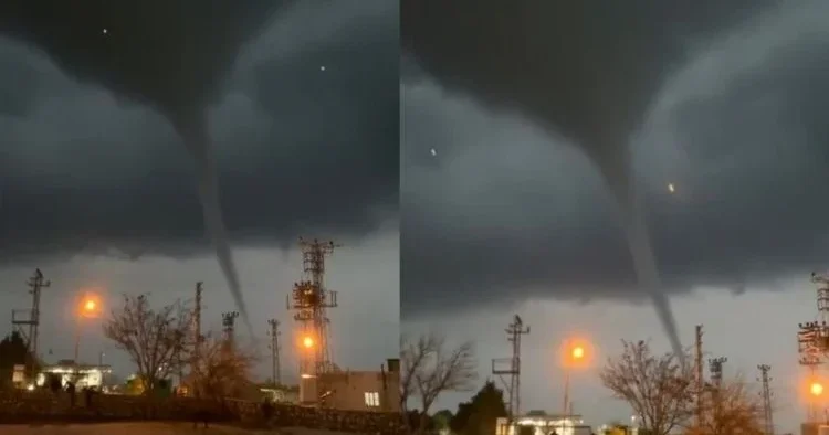 Sağanak öncesi çıkan hortum korkuttu… İşte o anlar