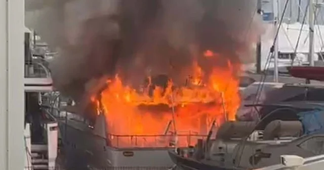 Eski kulüp başkanına ait motoryat, tersanede yandı Muğla Haberleri