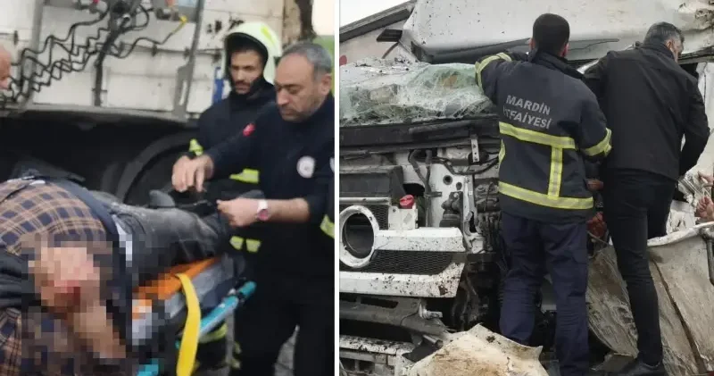Mardin de bariyerlere çarpan TIR ın şoförü ağır yaralandı Mardin Haberleri
