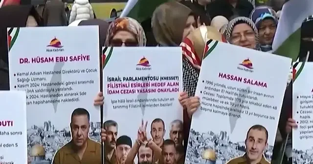 İstanbul da Filistinli tutsaklar için toplandılar: İsrail in aldığı idam kararına sert tepki VİDEO İZLE