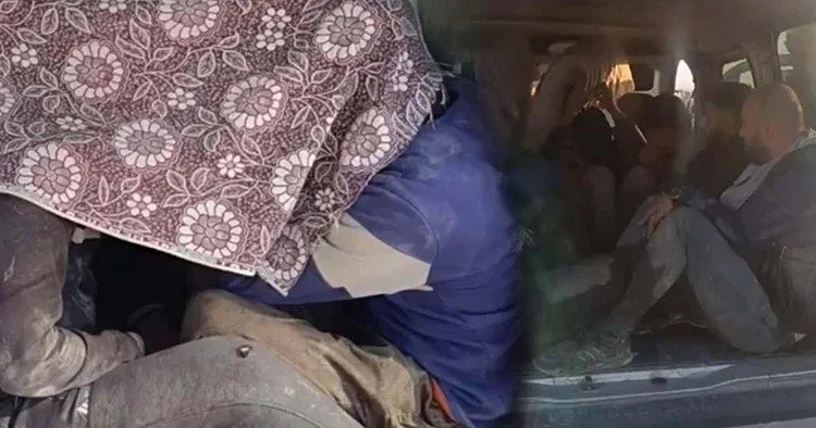 Hatay da kaçak göçmen operasyonu: Üzerlerini kamuflajla örtmüşler