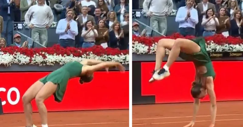 Madrid Açık ta şampiyon olan Marta Kostyuk zaferini takla atarak kutladı