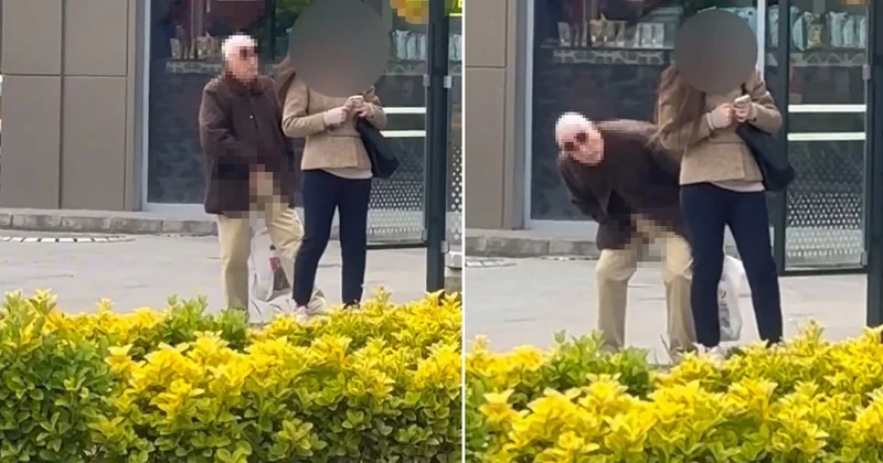 Otobüs durağında mide bulandıran görüntü
