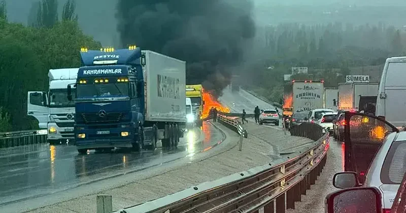 Bariyere çarpan otomobil alev alıp, yandı: 1 ölü, 1 yaralı