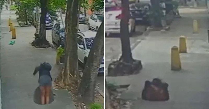 Genç kadın, hırsızların kapağını gevşettiği logar çukuruna düştü