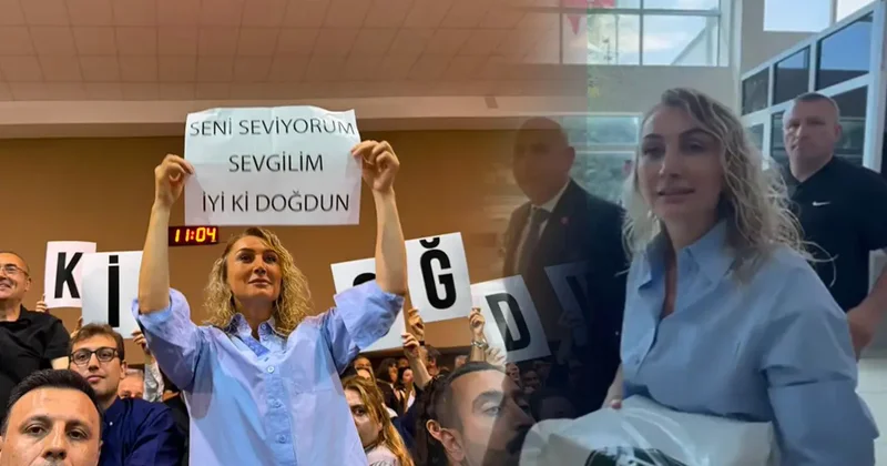 Dilek İmamoğlu ndan pasta içeri alınmayınca pankartlı çözüm! “Seni Seviyorum Sevgilim