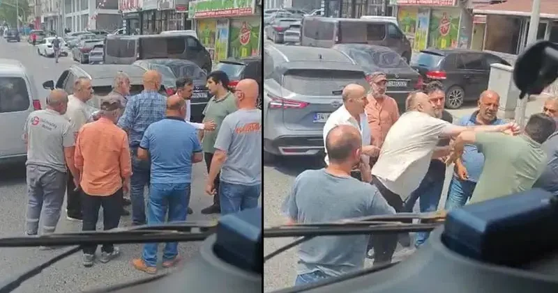 Sultangazi de iki sürücünün tekmeli yumruklu kavgası kamerada