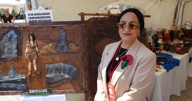 Atık deriler sanat eserine dönüştü, Samsun u anlattı Samsun Haberleri