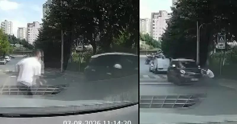 Başakşehirde yokuştan kayan aracı fark edip otomobilinden inerek koştu; kaputundan tutarak durdurdu