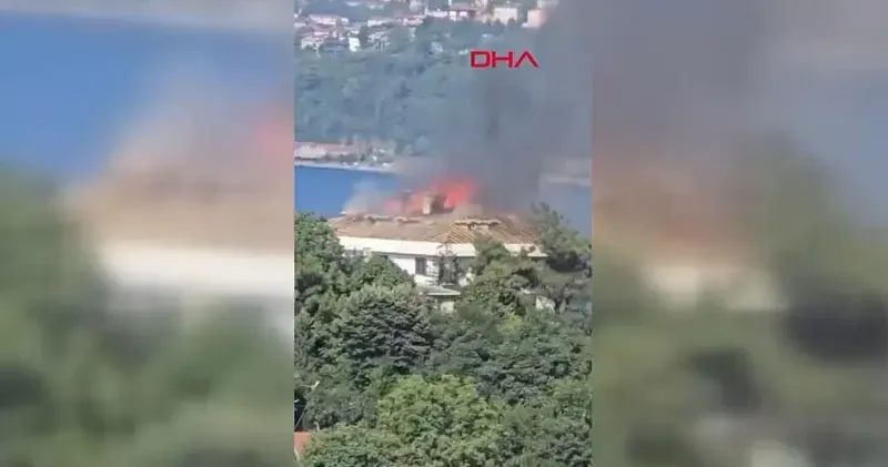Sarıyer de 5 katlı binanın çatısında yangın