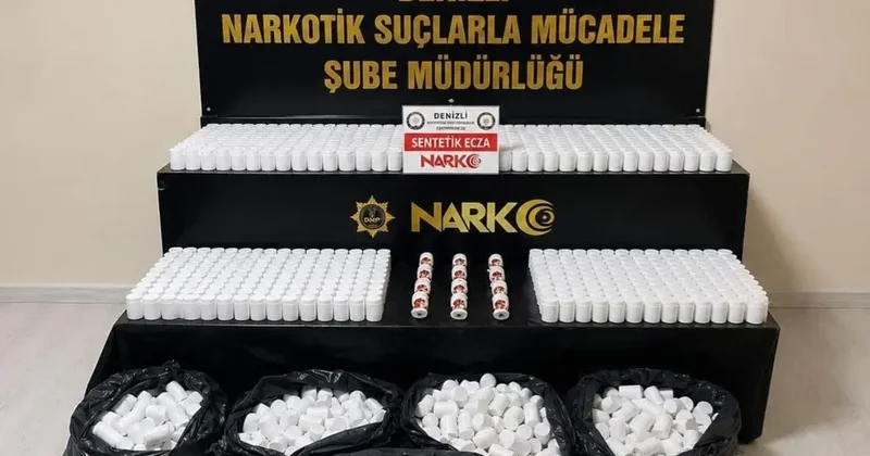 Denizli’de 104 bin sentetik hapla yakalanan 4 şüpheli tutuklandı