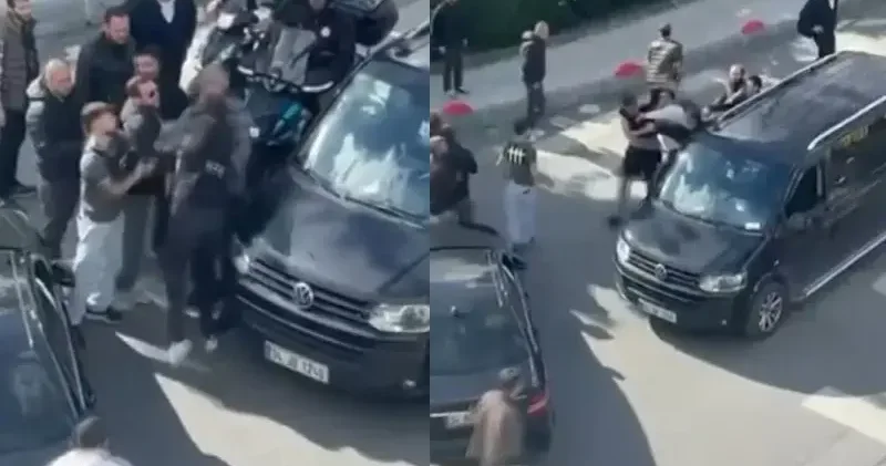 Bayrampaşa da sürücülerin yol kavgası kamerada
