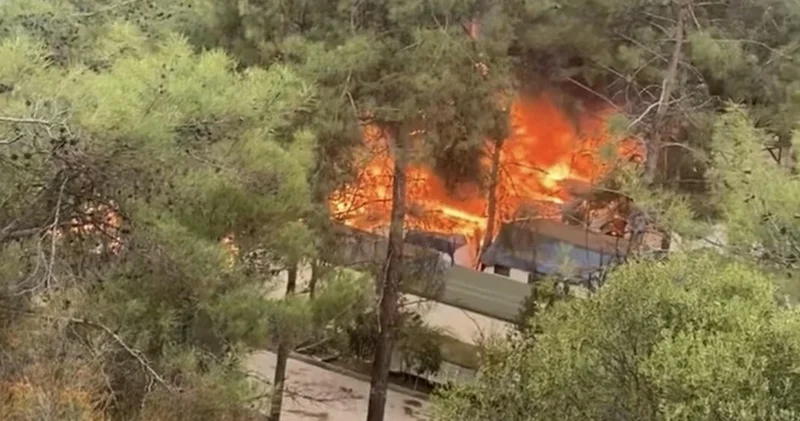 Katrancı Koyu nda yangın! Ormanın ortasındaki karavanlar alev aldı! Son dakika haberleri